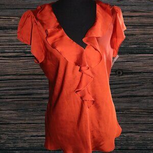 Allison Taylor, Silky elegant Blouse, New w/out tags Burnt Orange Chic, Large